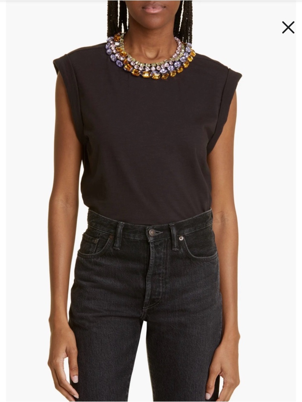 Cinq à Sept Women's Bella Rhinestone Embellished Cotton Top Women’s Medium